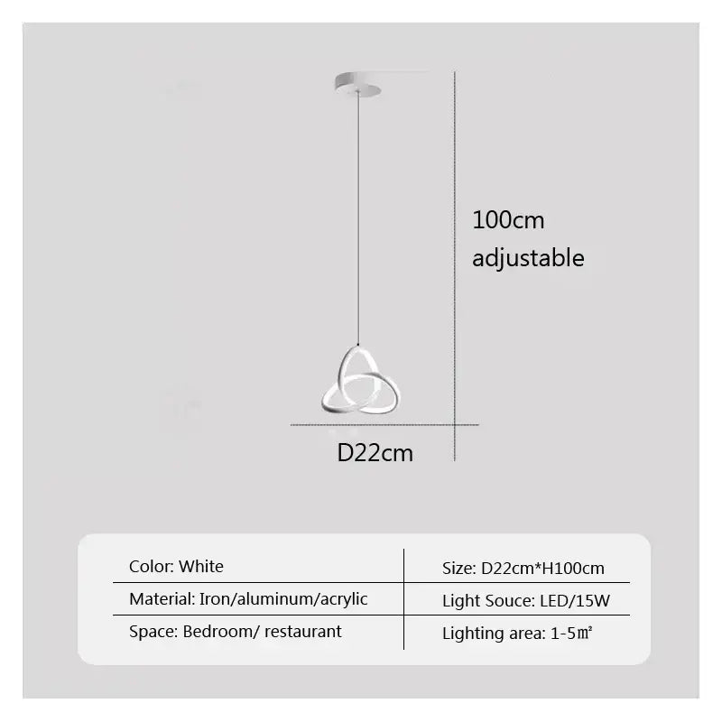 Modern brushed metal & white led bedside pendant light bedroom