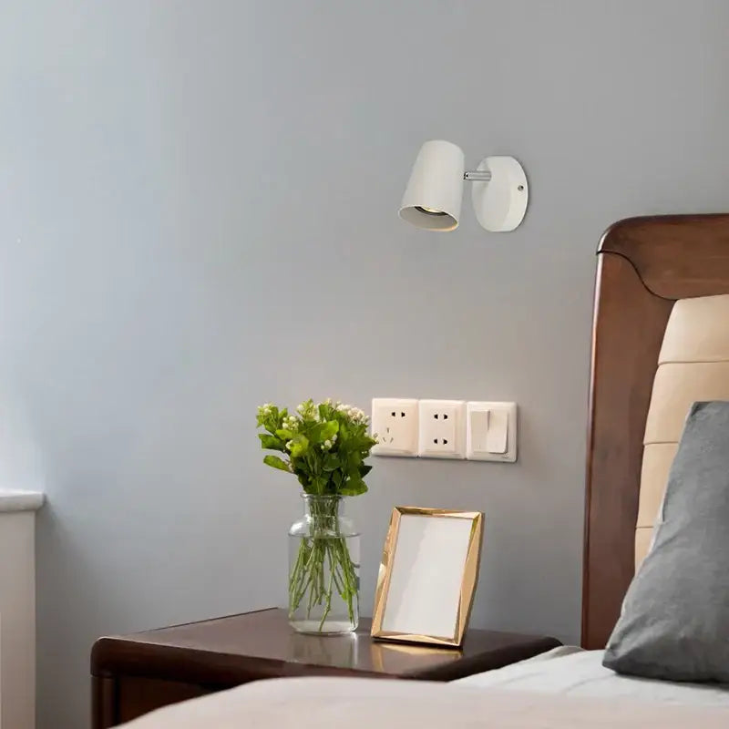 Modern brushed metallic led wall lamp bedroom adjustable spotlight