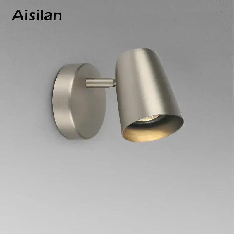 Modern brushed metallic led wall lamp bedroom adjustable spotlight