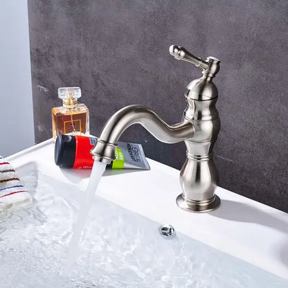Modern brushed nickel basin faucet with long spout bathroom mixer