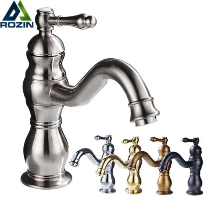 Modern brushed nickel basin faucet with long spout bathroom mixer