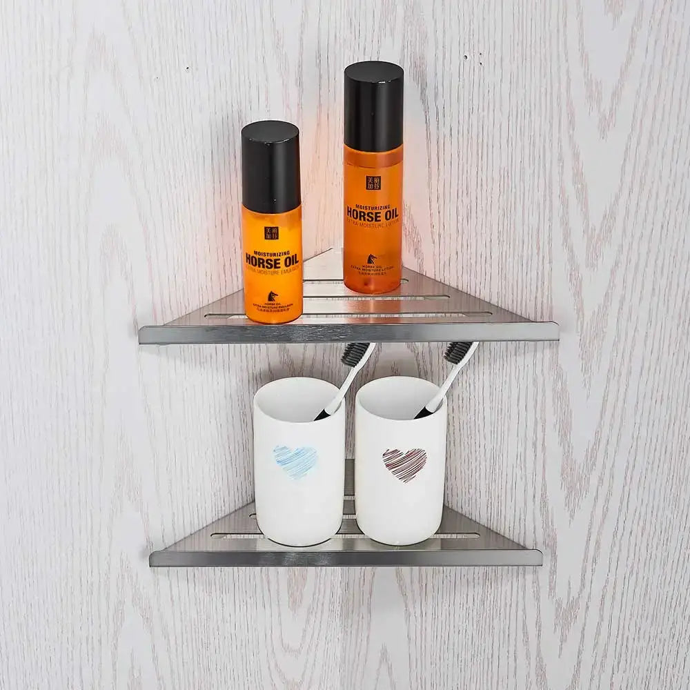 Modern brushed nickel bathroom hardware set with glass accents