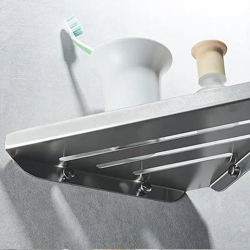 Modern brushed nickel bathroom hardware set with glass accents