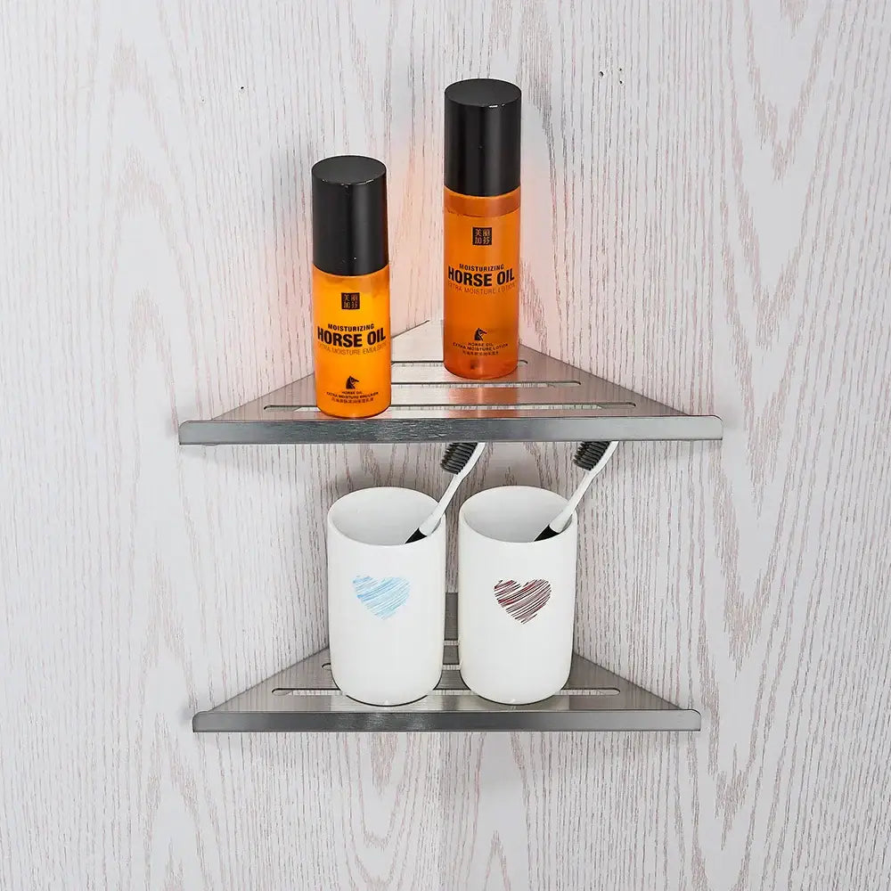Modern brushed nickel bathroom hardware set with glass accents
