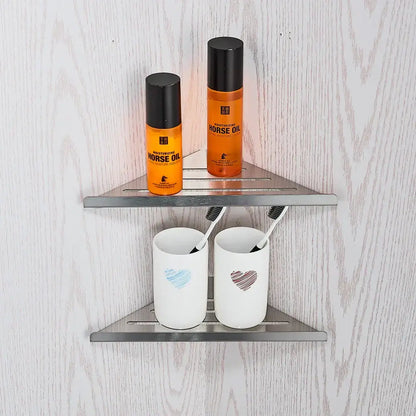 Modern brushed nickel bathroom hardware set with glass accents