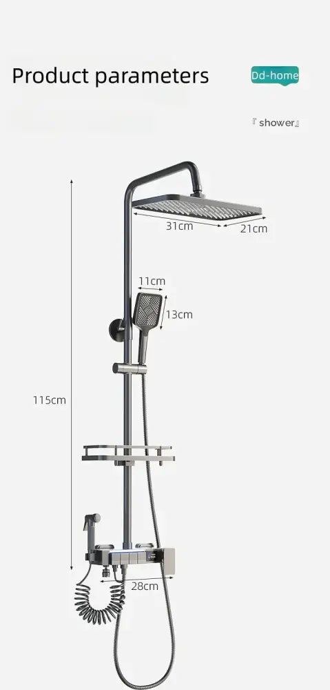 Modern brushed nickel electric sunflower rainfall shower bathroom set