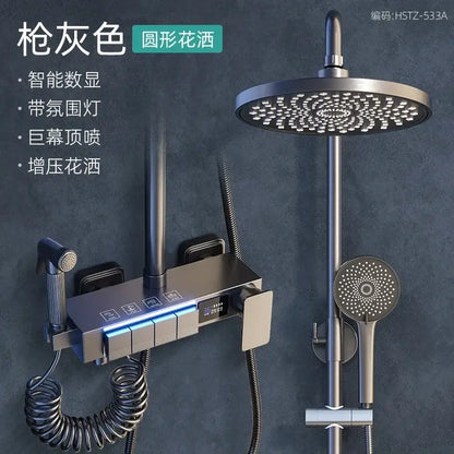 Modern brushed nickel electric sunflower rainfall shower bathroom set