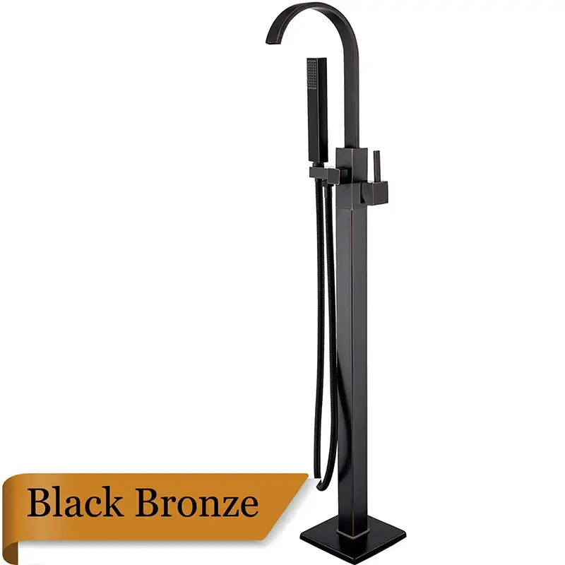 Modern brushed nickel freestanding tub faucet with handshower bathroom
