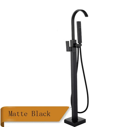Modern brushed nickel freestanding tub faucet with handshower bathroom