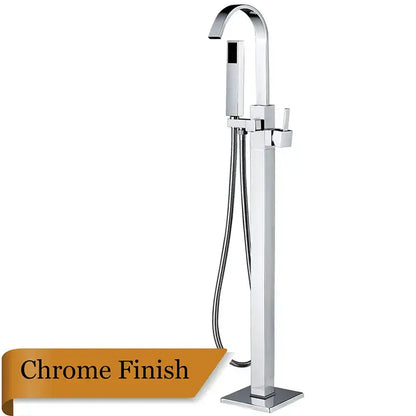 Modern brushed nickel freestanding tub faucet with handshower bathroom