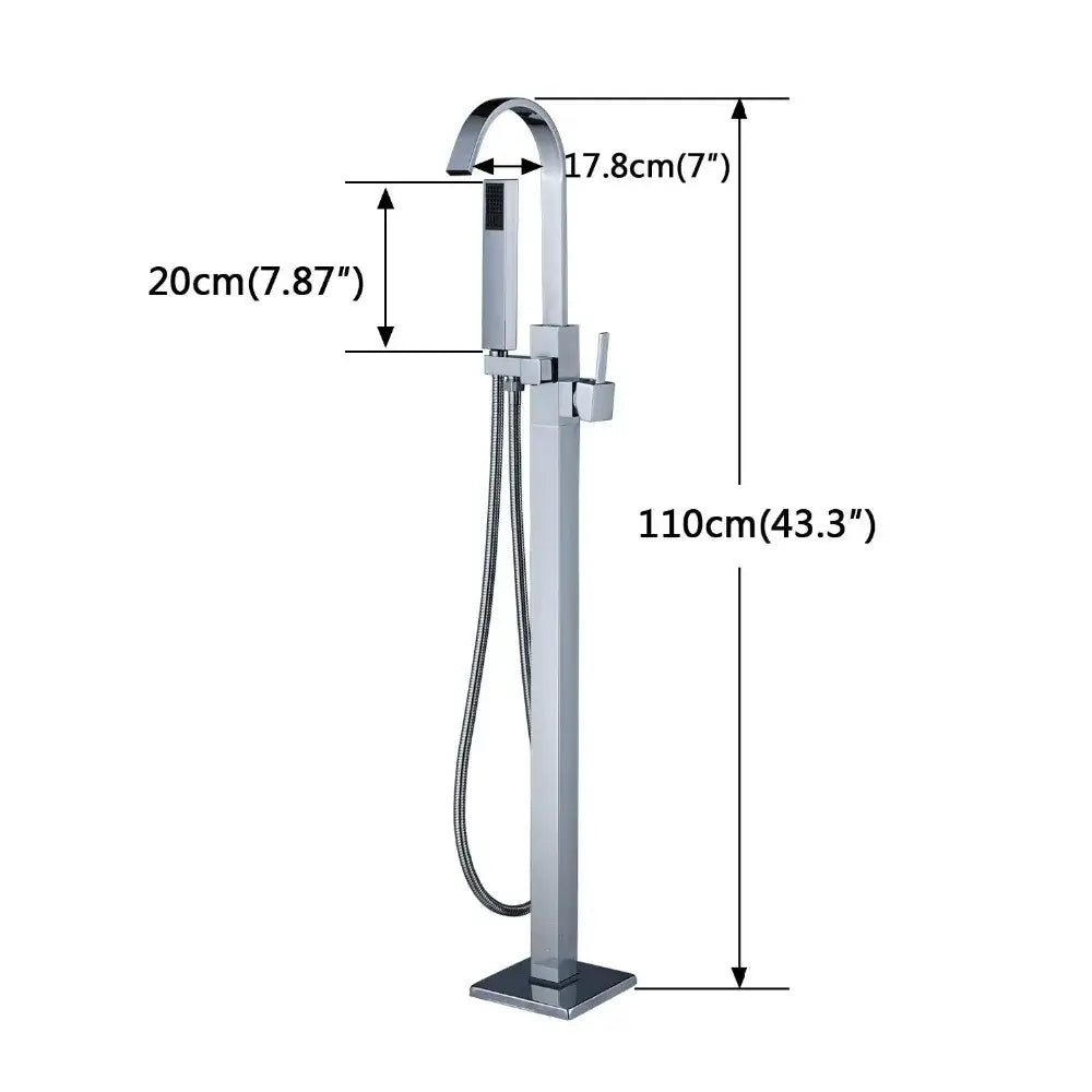 Modern brushed nickel freestanding tub faucet with handshower bathroom