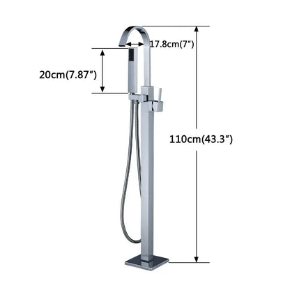 Modern brushed nickel freestanding tub faucet with handshower bathroom