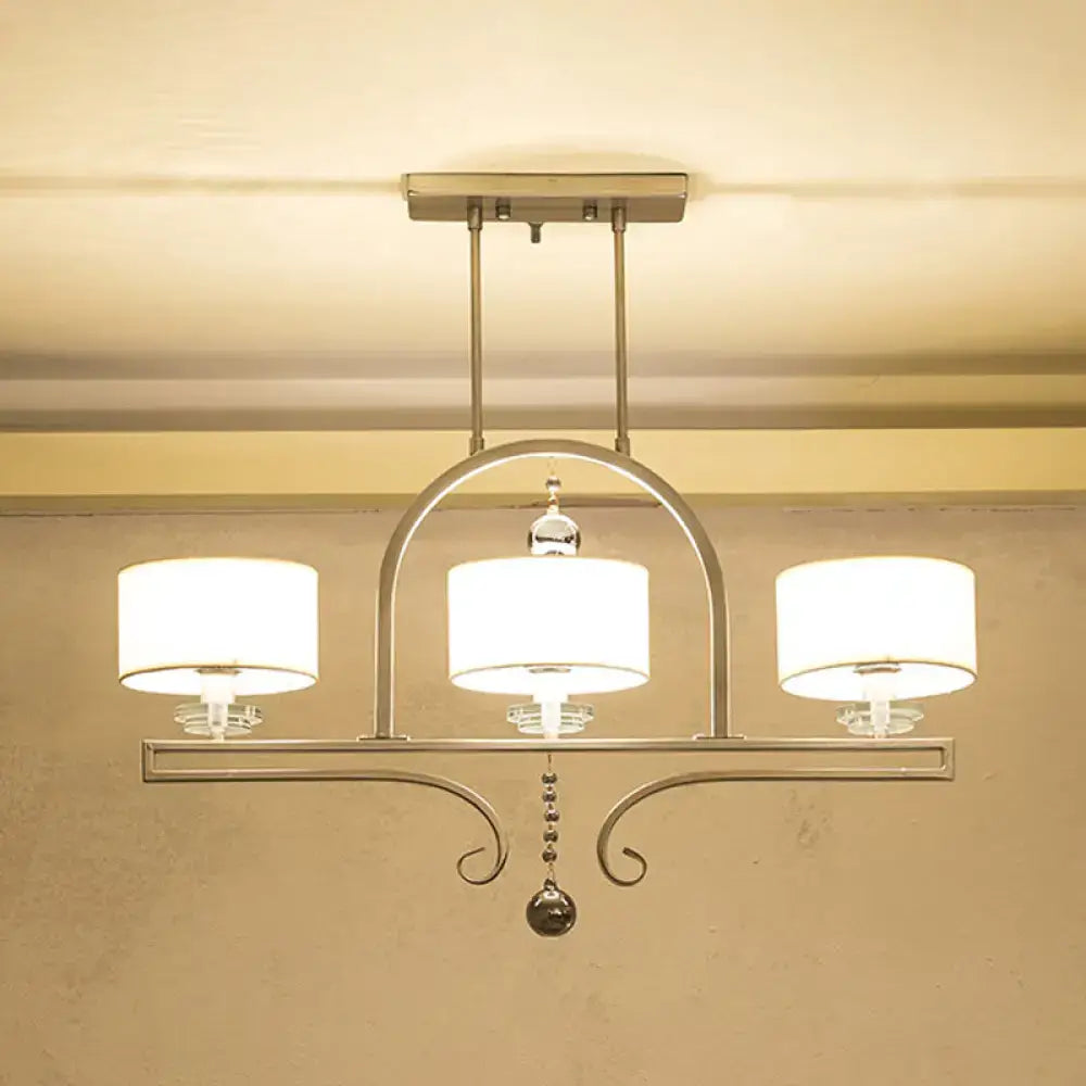 Modern brushed nickel island pendant light dining room crystal accent