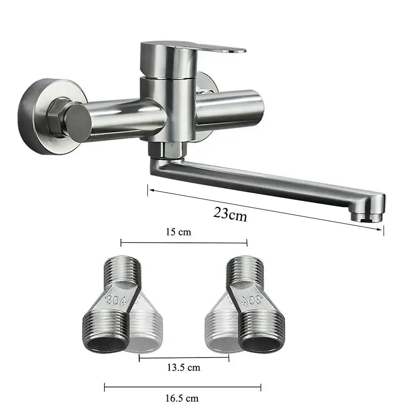 Modern brushed nickel kitchen faucet wall mounted single lever mixer