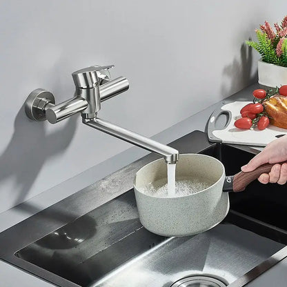 Modern brushed nickel kitchen faucet wall mounted single lever mixer