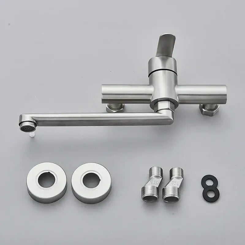 Modern brushed nickel kitchen faucet wall mounted single lever mixer