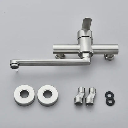 Modern brushed nickel kitchen faucet wall mounted single lever mixer