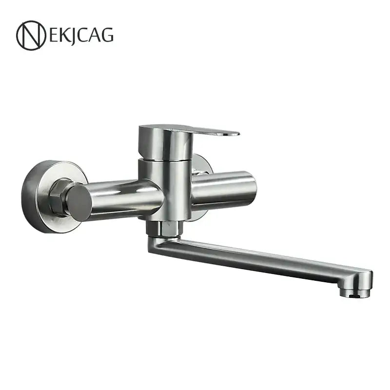 Modern brushed nickel kitchen faucet wall mounted single lever mixer