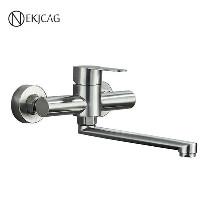 Modern brushed nickel kitchen faucet wall mounted single lever mixer