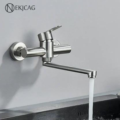 Modern brushed nickel kitchen faucet wall mounted single lever mixer
