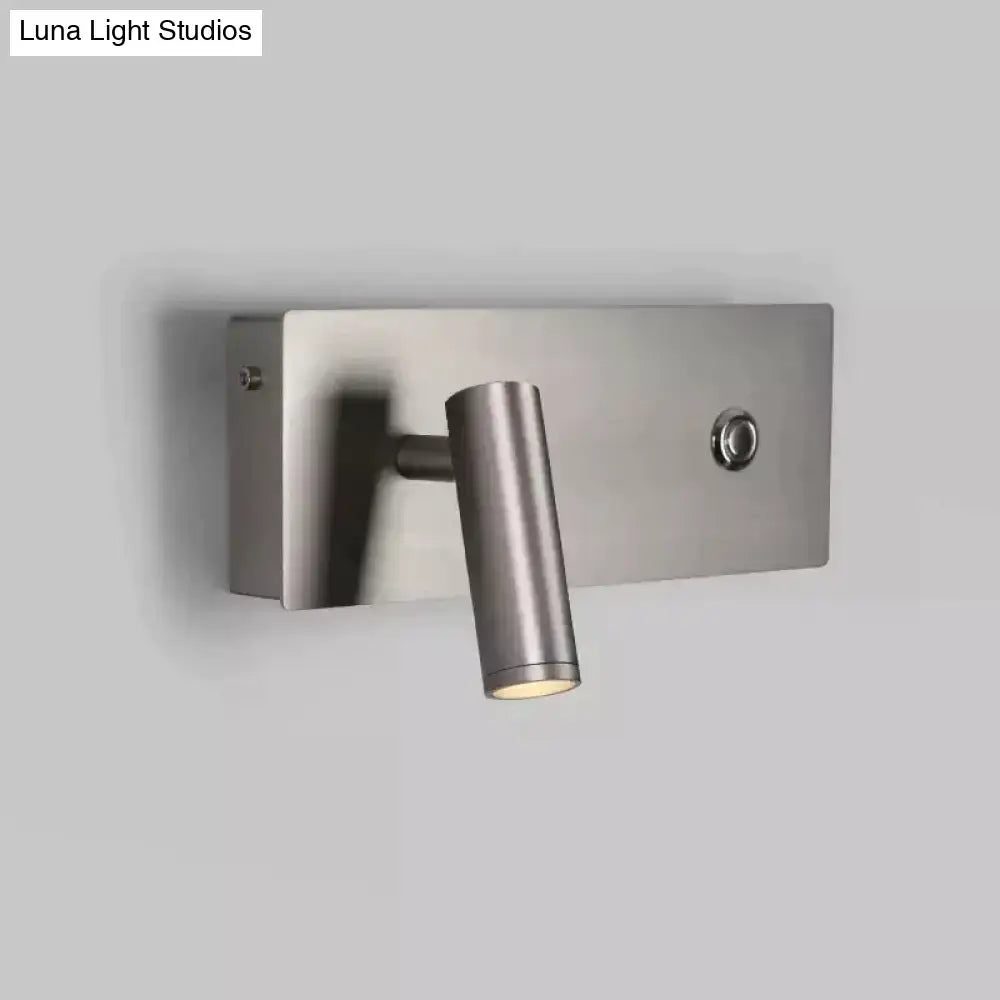 Modern brushed nickel led dimmable reading wall light bedroom
