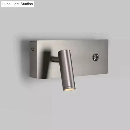 Modern brushed nickel led dimmable reading wall light bedroom