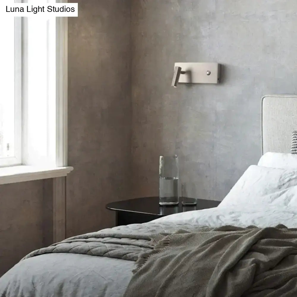 Modern brushed nickel led dimmable reading wall light bedroom