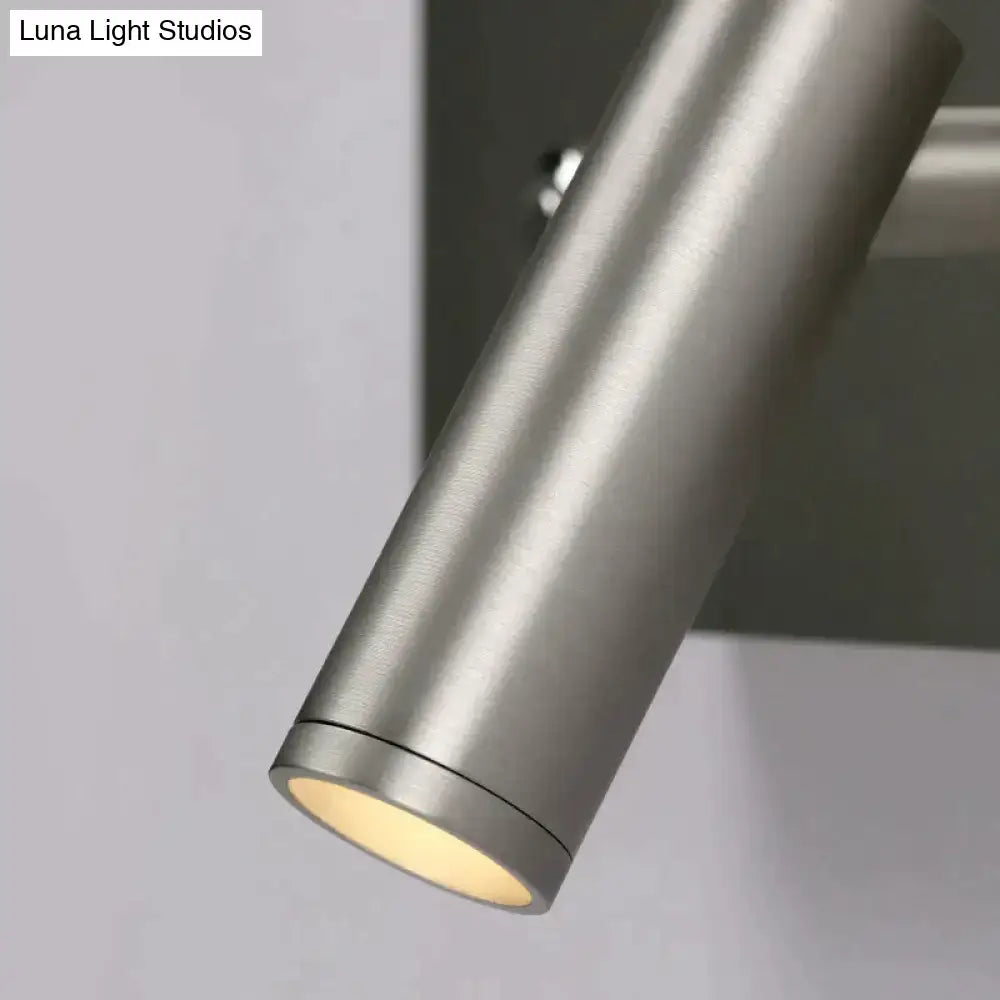 Modern brushed nickel led dimmable reading wall light bedroom