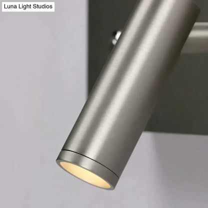 Modern brushed nickel led dimmable reading wall light bedroom