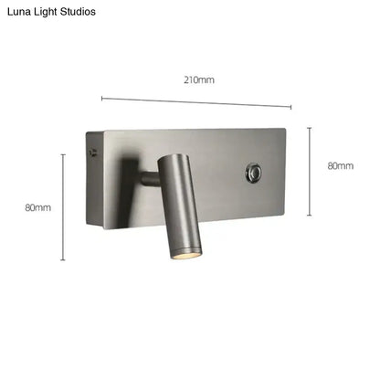 Modern brushed nickel led dimmable reading wall light bedroom