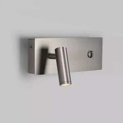 Modern brushed nickel led dimmable reading wall light bedroom