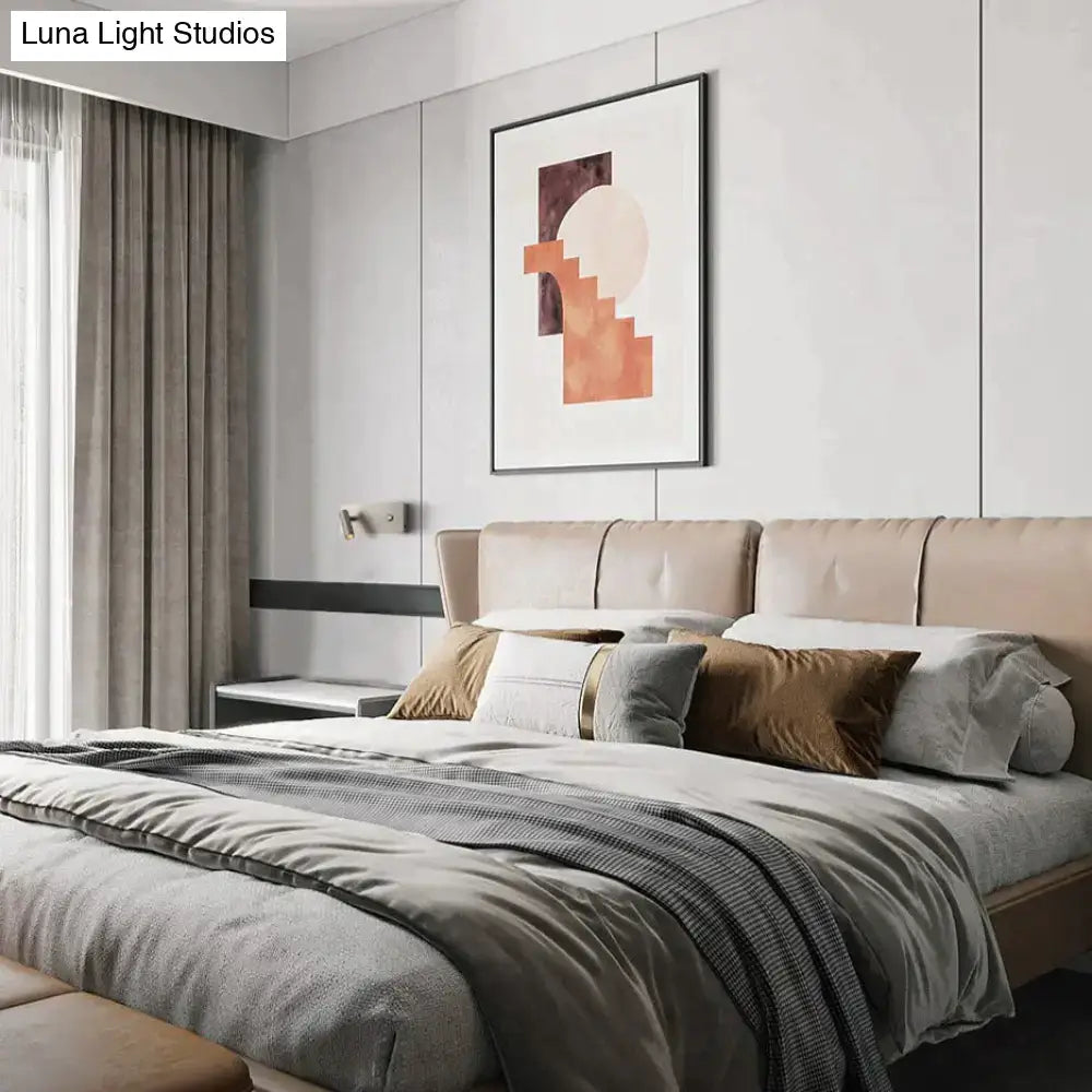 Modern brushed nickel led dimmable reading wall light bedroom