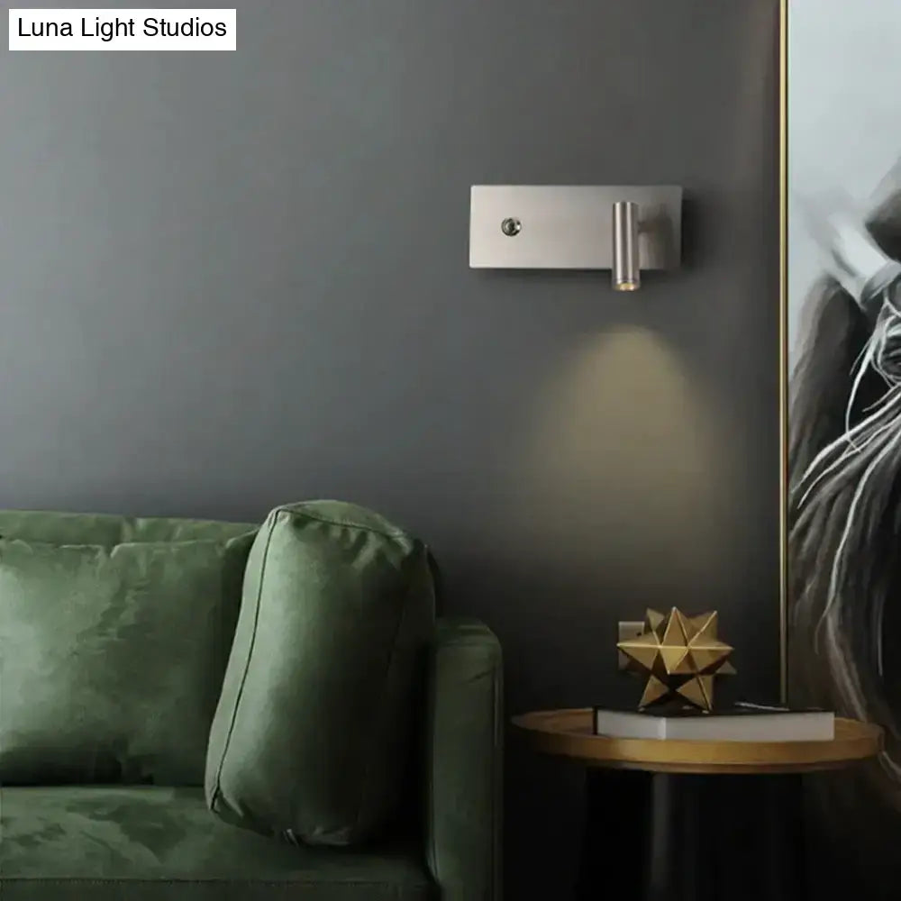 Modern brushed nickel led dimmable reading wall light bedroom