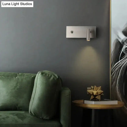 Modern brushed nickel led dimmable reading wall light bedroom