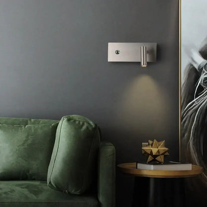 Modern brushed nickel led dimmable reading wall light bedroom