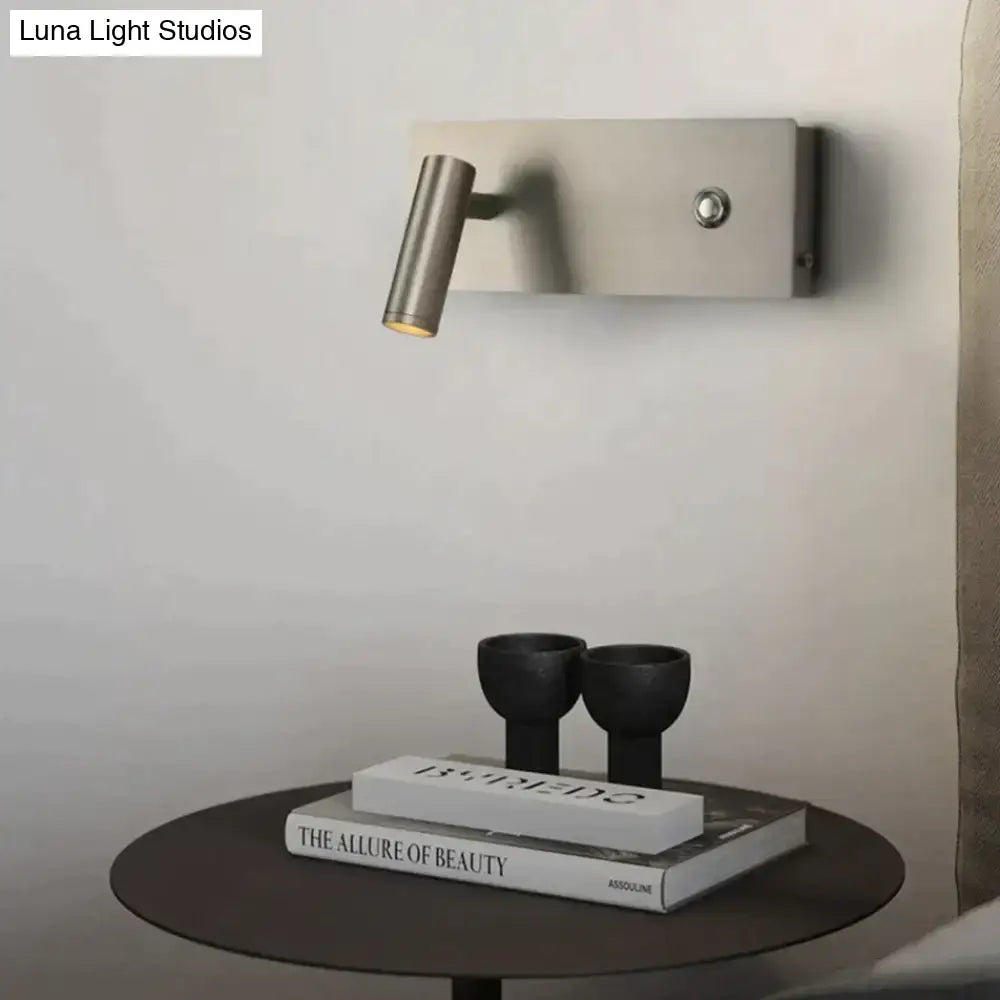 Modern brushed nickel led dimmable reading wall light bedroom