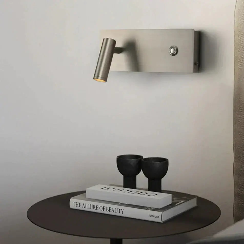 Modern brushed nickel led dimmable reading wall light bedroom