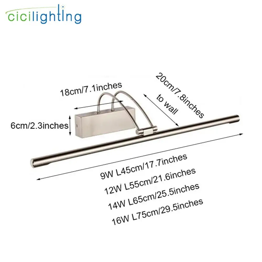 Modern brushed nickel led vanity light bathroom mirror fixture