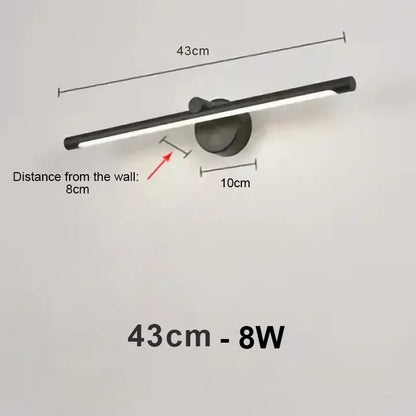 Modern brushed nickel led wall lamp bathroom light with motion sensor