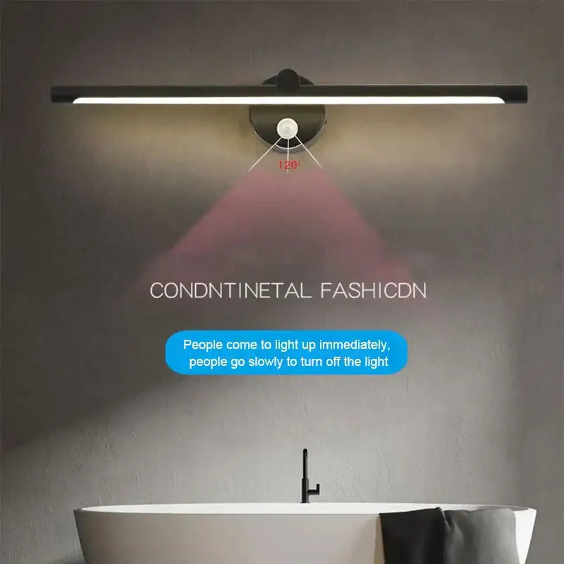 Modern brushed nickel led wall lamp bathroom light with motion sensor