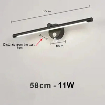 Modern brushed nickel led wall lamp bathroom light with motion sensor