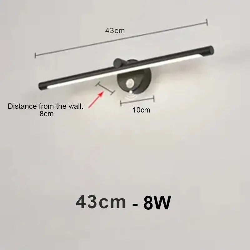 Modern brushed nickel led wall lamp bathroom light with motion sensor