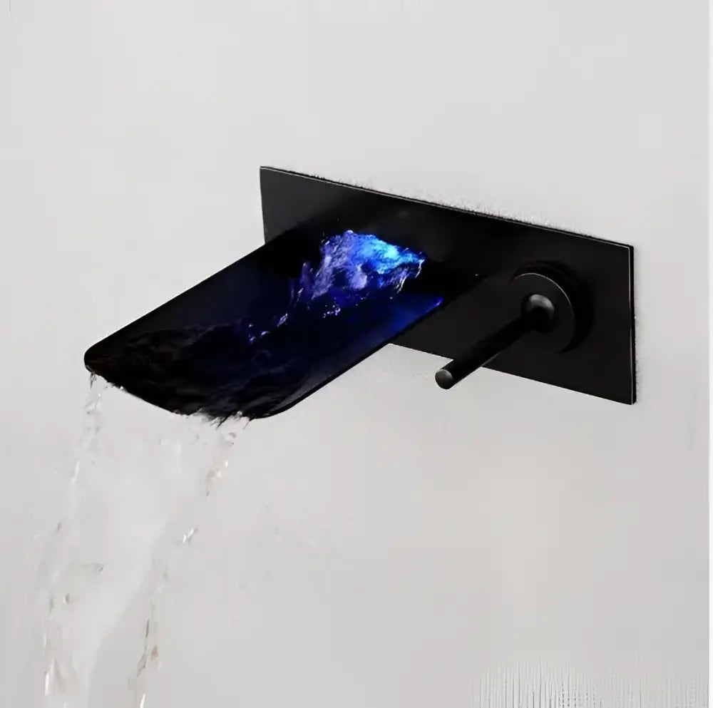 Modern brushed nickel led waterfall wall mount faucet bathroom temperature control
