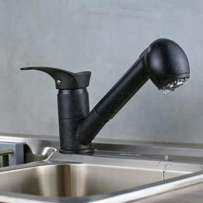 Modern brushed nickel pull down kitchen faucet with single lever handle