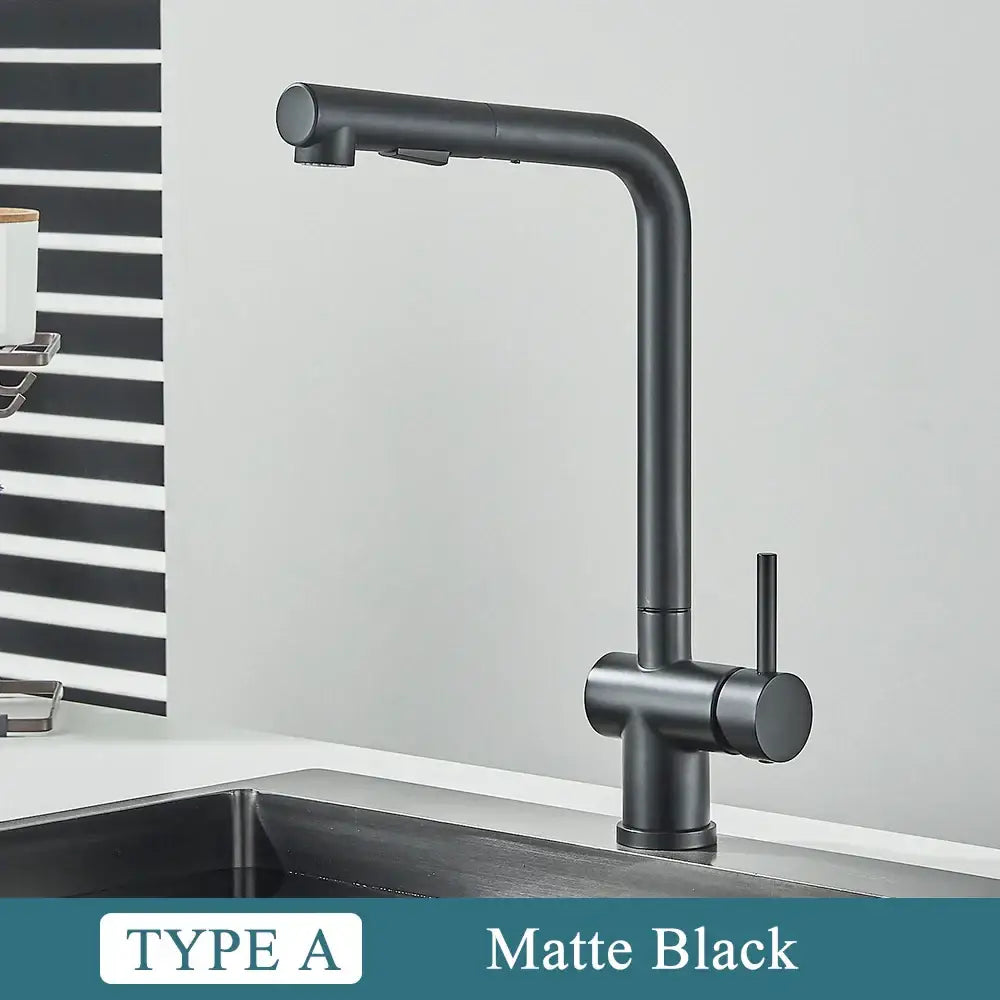 Modern brushed nickel pull out kitchen faucet stainless steel tap