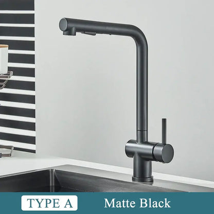 Modern brushed nickel pull out kitchen faucet stainless steel tap
