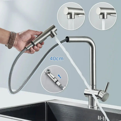 Modern brushed nickel pull out kitchen faucet stainless steel tap