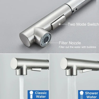 Modern brushed nickel pull out kitchen faucet stainless steel tap