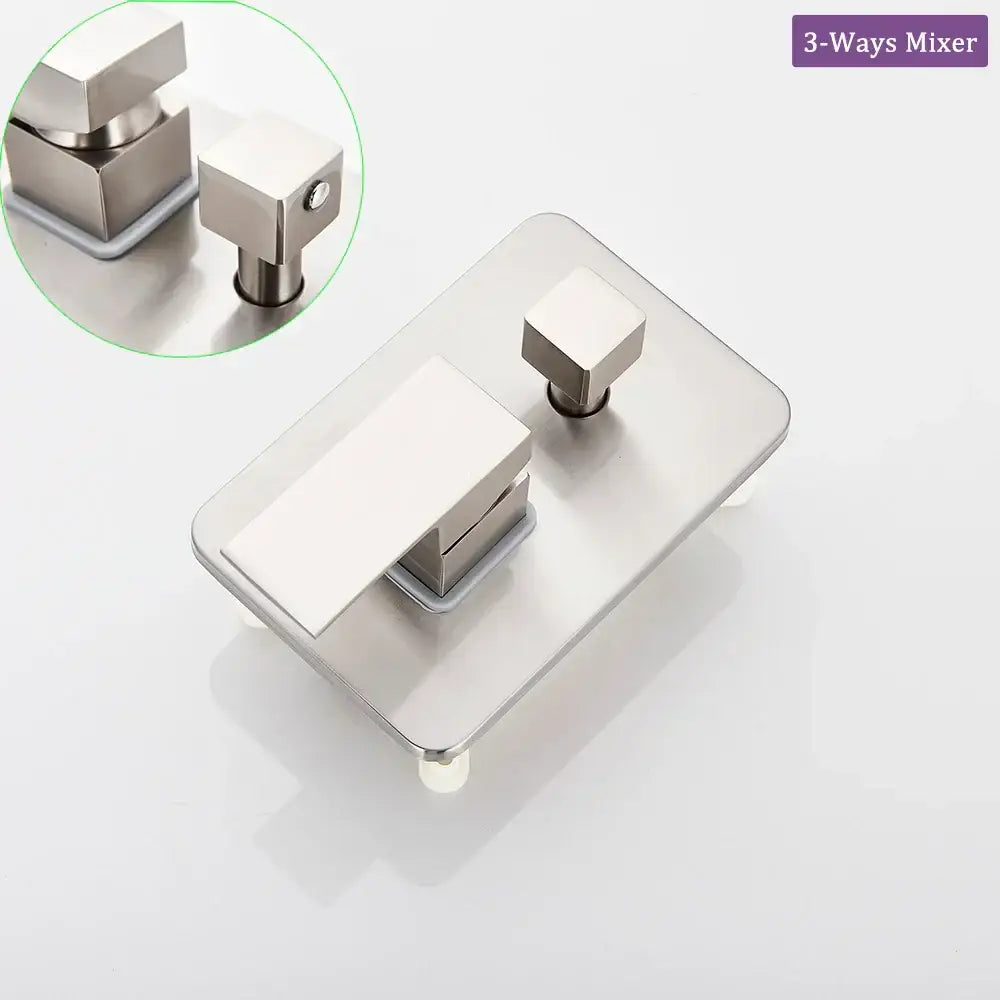 Modern brushed nickel rainfall shower faucet set bathroom fixture