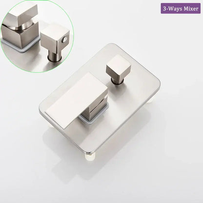 Modern brushed nickel rainfall shower faucet set bathroom fixture